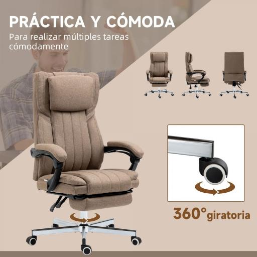 Silla de Oficina Reclinable y Giratoria con 6 Puntos de Masaje Vibratorio con Mando de Control 65x61x108-118 cm Marrón [7]