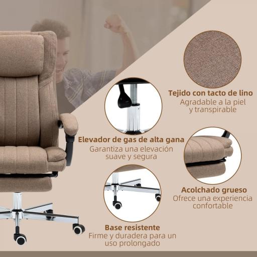 Silla de Oficina Reclinable y Giratoria con 6 Puntos de Masaje Vibratorio con Mando de Control 65x61x108-118 cm Marrón [2]
