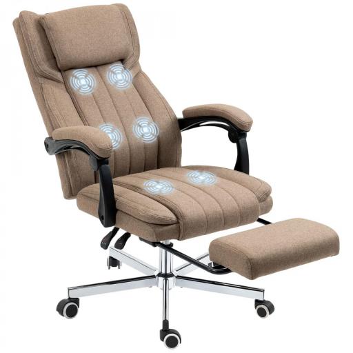 Silla de Oficina Reclinable y Giratoria con 6 Puntos de Masaje Vibratorio con Mando de Control 65x61x108-118 cm Marrón [8]