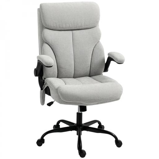 Silla de Oficina con Masaje Altura Ajustable y Reposabrazos Abatibles Tapizado Transpirable 66x67x113-121 cm Gris [10]