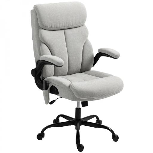 Silla de Oficina con Masaje Altura Ajustable y Reposabrazos Abatibles Tapizado Transpirable 66x67x113-121 cm Gris [9]
