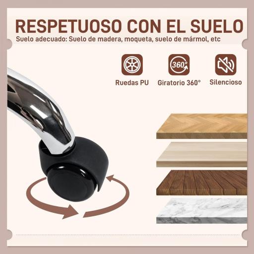Silla de Oficina Piernas Cruzadas con Asiento Ancho Ruedas Altura Ajustable Doble Acolchado Función Basculante Rosa [2]