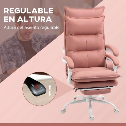 Silla de Masaje Reclinable con 6 Puntos de Masaje y 5 Modos con Función de Calefacción Ajustable 66x74x114-121,5 cm Rosa [5]