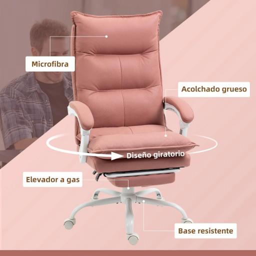 Silla de Masaje Reclinable con 6 Puntos de Masaje y 5 Modos con Función de Calefacción Ajustable 66x74x114-121,5 cm Rosa [4]