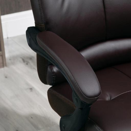 Silla de Oficina Giratoria Silla de Escritorio Reclinable Silla de Estudio Tapizada de PU con Altura Ajustable Reposabrazos Reposapiés 65x65x118-125 cm Marrón [6]