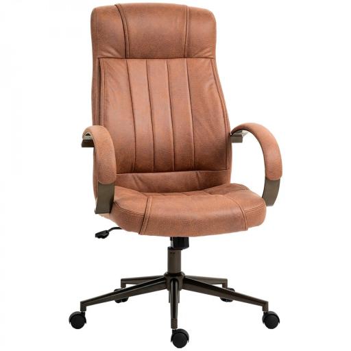 Silla de Escritorio Giratoria con Altura Ajustable Reposacabezas Reposabrazos y Respaldo 65x71,5x114-122 cm Marrón [7]