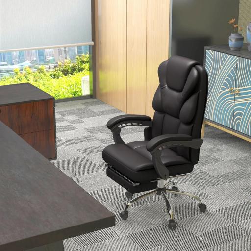 Silla de Oficina con 6 Puntos de Masaje Silla de Escritorio Reclinable de PU con Control Remoto 63x57x118-126 cm Marrón