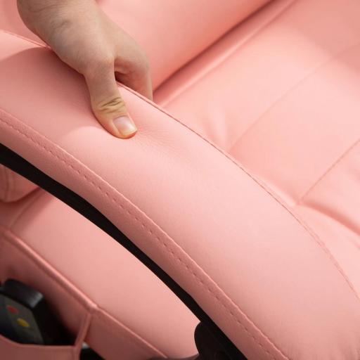 Silla de Oficina con 7 Puntos de Masaje con Reposapiés Retráctil Altura Ajustable Control Remoto y Tejido de PU Rosa [7]