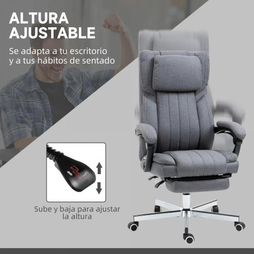 Silla de Oficina Reclinable y Giratoria con 6 Puntos de Masaje Vibratorio con Mando de Control 65x61x108-118 cm Gris [2]