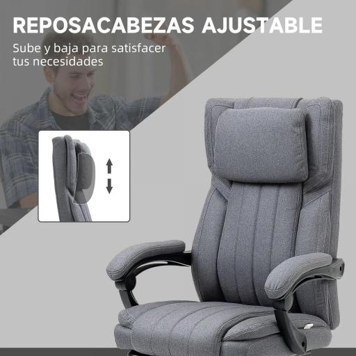 Silla de Oficina Reclinable y Giratoria con 6 Puntos de Masaje Vibratorio con Mando de Control 65x61x108-118 cm Gris [6]