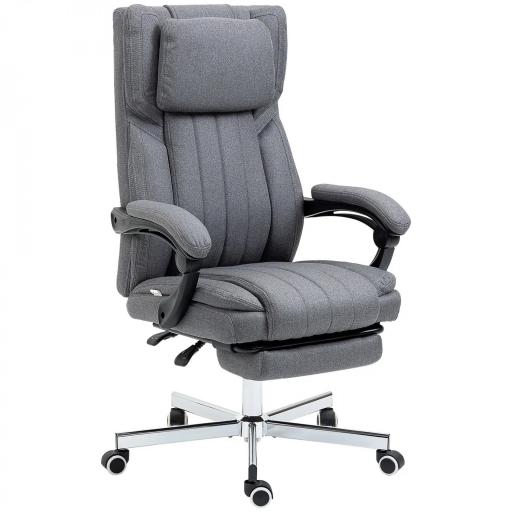 Silla de Oficina Reclinable y Giratoria con 6 Puntos de Masaje Vibratorio con Mando de Control 65x61x108-118 cm Gris [8]
