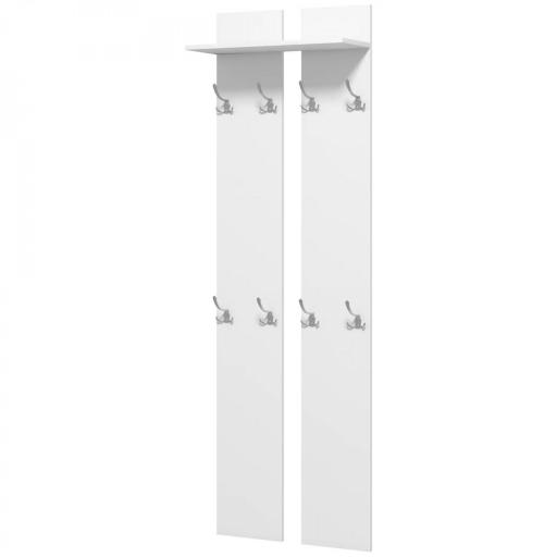 Perchero para Recibidor de Pared con 8 Ganchos y Estante para Entrada Pasillo 55x21,3x170 cm Blanco [7]