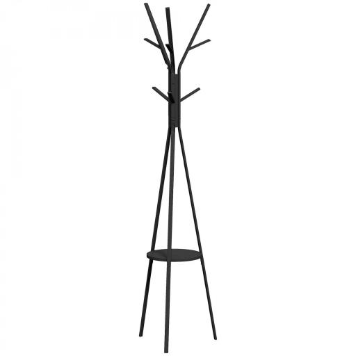 Perchero de Pie Forma de Árbol Perchero para Ropa de Metal con 9 Ganchos y Estante Perchero Vintage 45x45x180 cm Negro [9]