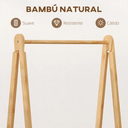 Burro para Ropa Plegable de Bambú con Cesta de Tela con Tapa para Recibidor Entrada Dormitorio 60x44,5x157,5 cm Gris [2]