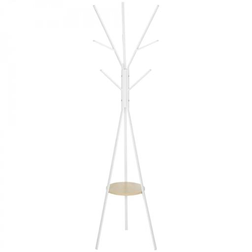Perchero de Pie Forma de Árbol Perchero para Ropa de Metal con 9 Ganchos y Estante Perchero Vintage 45x45x180 cm Blanco [9]