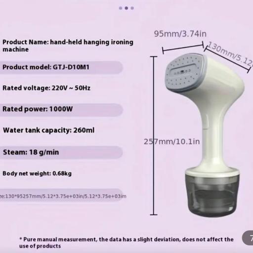 Vaporizador de ropa de mano modelo 2025 | Tanque de agua grande de 260 ml, vapor de alta temperatura de 110 °C, eliminación del 99% de bacterias y ácaros del polvo, combina la planchado y el vaporizado colgando, regalo perfecto para Navidad y Halloween [4]