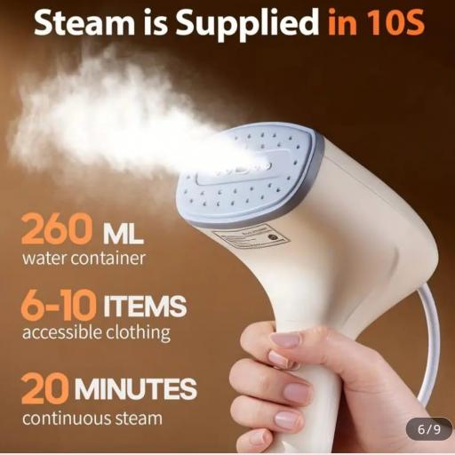 Vaporizador de ropa de mano modelo 2025 | Tanque de agua grande de 260 ml, vapor de alta temperatura de 110 °C, eliminación del 99% de bacterias y ácaros del polvo, combina la planchado y el vaporizado colgando, regalo perfecto para Navidad y Halloween [3]