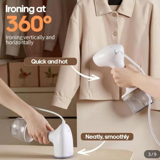 Vaporizador de ropa de mano modelo 2025 | Tanque de agua grande de 260 ml, vapor de alta temperatura de 110 °C, eliminación del 99% de bacterias y ácaros del polvo, combina la planchado y el vaporizado colgando, regalo perfecto para Navidad y Halloween [5]