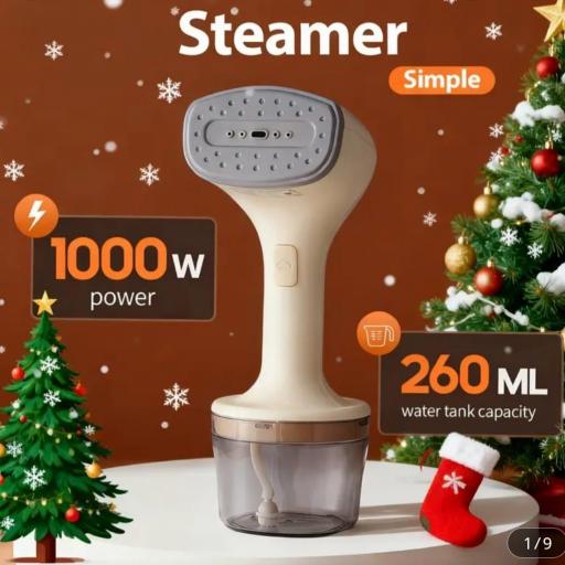 Vaporizador de ropa de mano modelo 2025 | Tanque de agua grande de 260 ml, vapor de alta temperatura de 110 °C, eliminación del 99% de bacterias y ácaros del polvo, combina la planchado y el vaporizado colgando, regalo perfecto para Navidad y Halloween
