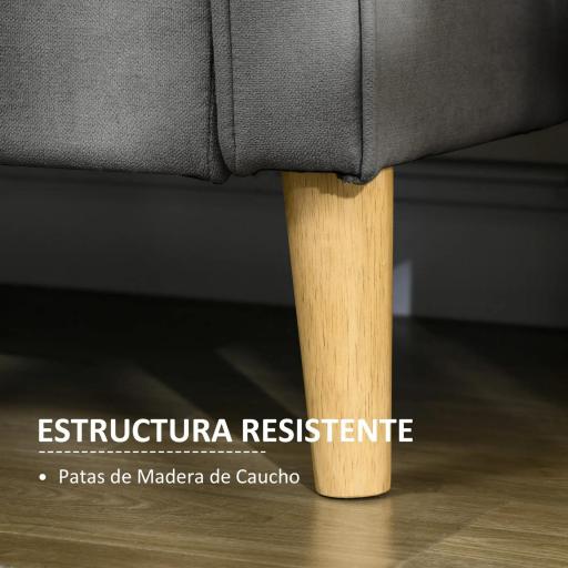 Sofá de 3 Plazas Acolchado con 3 Cojines y Reposabrazos Espacio de Almacenaje Estilo Moderno para Salón Dormitorio 166,5x62x82 cm Gris [3]