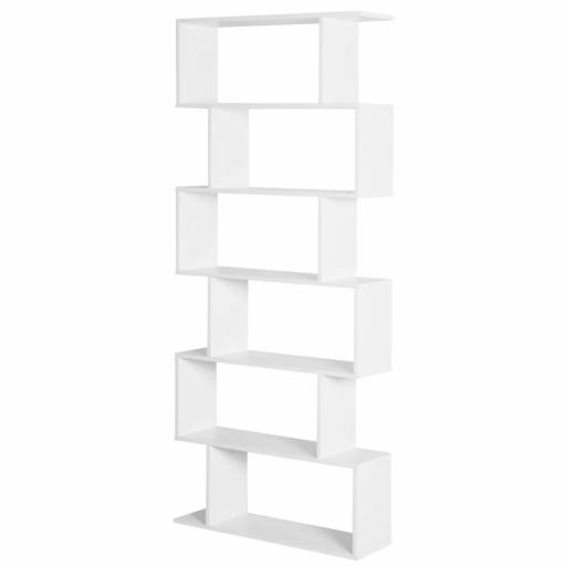 Estantería para Libros Moderna Librería con 6 Estantes para Comedor Salón Estudio 80x23x192 cm Blanco [8]
