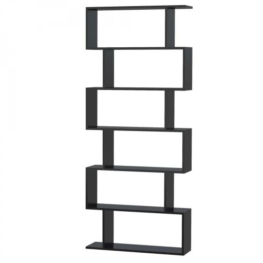 Estantería para Libros Moderna Librería con 6 Estantes para Comedor Salón Estudio 80x23x192 cm Negro [7]