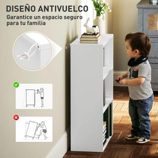 Estantería con 2 Ajustables y Sistema Antivuelco para Oficina Salón o Dormitorio 60x24x80 cm Blanco [3]
