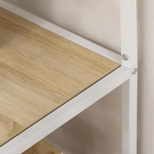 Estantería con Marco de Acero y Estantes de Melamina para Salón Oficina Estudio 83x34x180 cm Roble y Blanco [4]