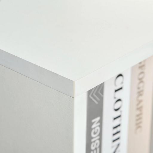 Estantería para Libros con 1 Cajón y Patas de Madera 6 Compartimentos Abiertos de Almacenaje 50x29,5x120 cm Blanco [6]