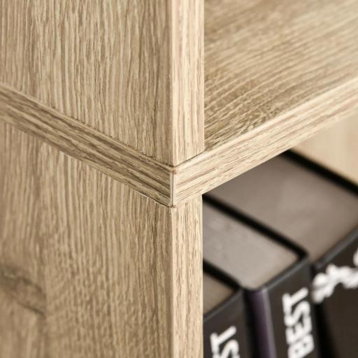 Librería Estantería de 5 Niveles para Libros con 3 Baldas Ajustables Antivuelco Almacenaje para Salón Oficina Estudio 63x29,5x176 cm Madera Natural [4]