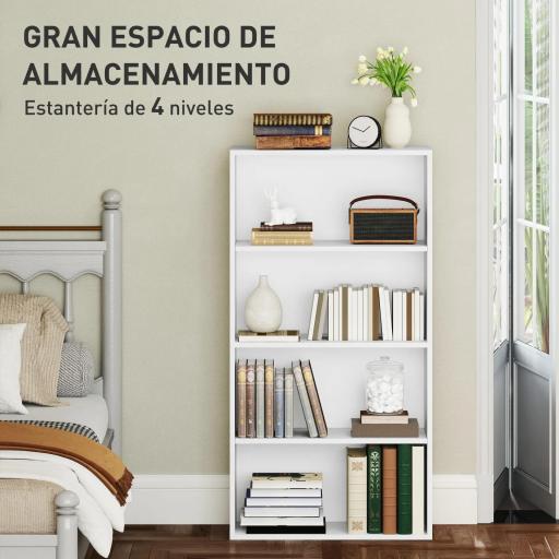 Estantería con 2 Ajustables y Sistema Antivuelco para Oficina Salón o Dormitorio 60x24x115,5 cm Blanco [2]