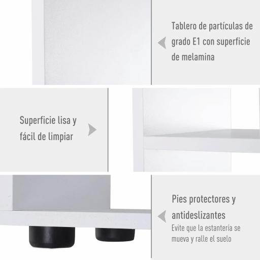 Estantería Moderna Vertical Diseño de Librería con 8 Estantes E1 Tablero de Partículas 70x24x178cm Blanco [3]