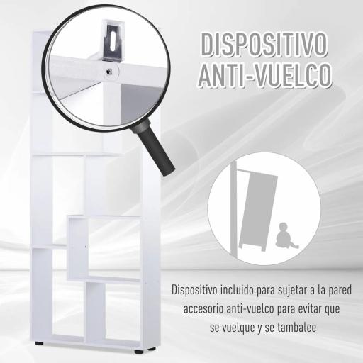 Estantería Moderna Vertical Diseño de Librería con 8 Estantes E1 Tablero de Partículas 70x24x178cm Blanco [4]