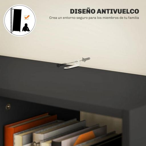 Estantería para Libros con 1 Cajón y 9 Compartimentos Mueble Librería para Salón Oficina Estudio 60x26x158cm Negro [3]