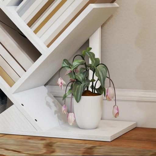 Estantería en Forma de Árbol con 7 Estantes y Sistema Antivuelco para Salón Dormitorio 50x24x109 cm Blanco [6]