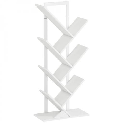 Estantería en Forma de Árbol con 7 Estantes y Sistema Antivuelco para Salón Dormitorio 50x24x109 cm Blanco [9]