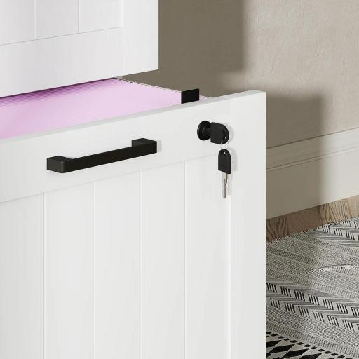 Mueble Archivador con 4 Cajones Cerraduras Carpetas A4 y Carta 40x40x131 cm Blanco [6]