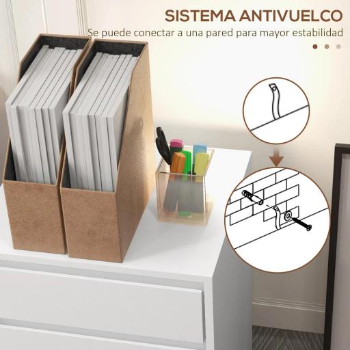 Cajonera de Oficina con 4 Cajones Cajonera de Escritorio con Ruedas para Estudio 46x40x65 cm Blanco [7]