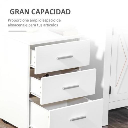 Cajonera Oficina con Cerradura y Ruedas Giratorias 3 Cajones Compacta 40x40x61,5 cm Blanco [2]