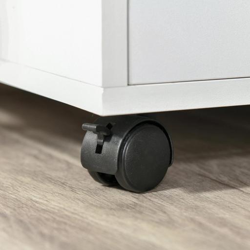 Mueble con Ruedas Armario de Oficina Multifuncional con Estantes con Amplio Espacio de Almacenaje 60x50x65,5 cm Blanco [5]