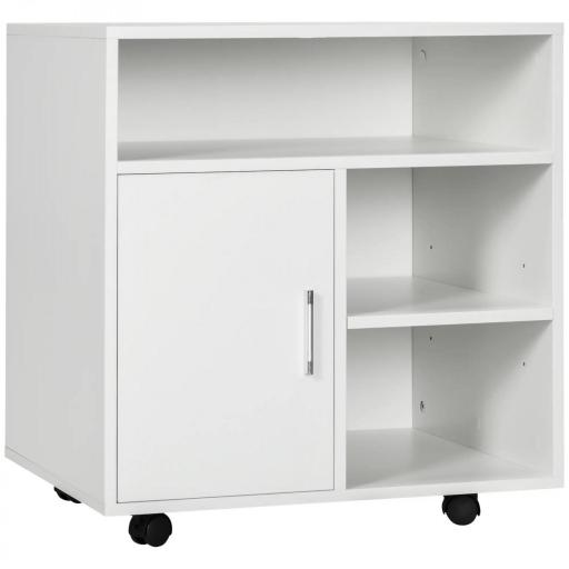 Mueble con Ruedas Armario de Oficina Multifuncional con Estantes con Amplio Espacio de Almacenaje 60x50x65,5 cm Blanco [9]