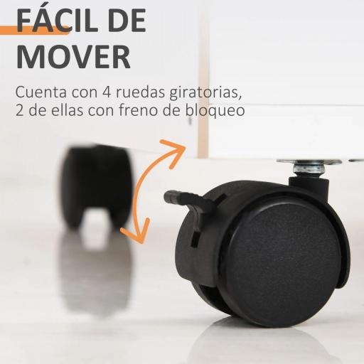 Cajonera de Oficina con Cajón con Cerradura y Armario con Ruedas Soporte de Impresora para Estudio 40x35x60 cm Blanco [5]