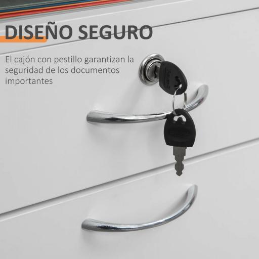 Cajonera de Oficina con Cajón con Cerradura y Armario con Ruedas Soporte de Impresora para Estudio 40x35x60 cm Blanco [4]