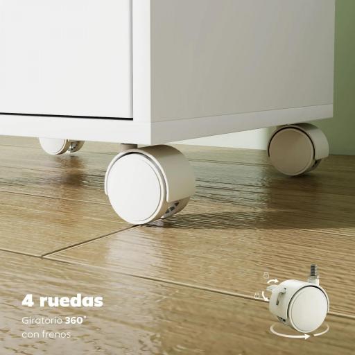 Cajonera Escritorio Archivador Móvil con 6 Cajones Ruedas Guías Deslizantes Silenciosas para Oficina Casa Blanco [4]