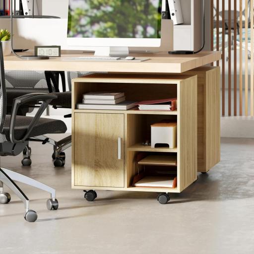 Mueble para Impresora con Ruedas Multifuncional con Estantes con Amplio Espacio de Almacenaje 60x50x65,5 cm Natural [4]