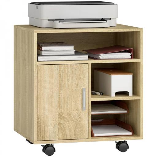 Mueble para Impresora con Ruedas Multifuncional con Estantes con Amplio Espacio de Almacenaje 60x50x65,5 cm Natural [6]