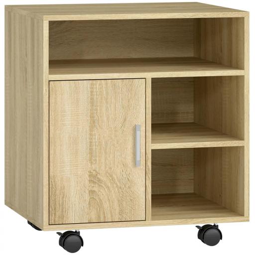 Mueble para Impresora con Ruedas Multifuncional con Estantes con Amplio Espacio de Almacenaje 60x50x65,5 cm Natural [8]