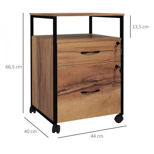 Cajonera de Oficina Cajonera para Escritorio con Ruedas Archivador para Tamaño Carta A4 44x40x66,5 cm Marrón Rústico [1]