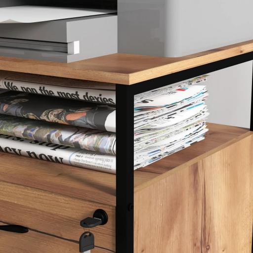 Cajonera de Oficina Cajonera para Escritorio con Ruedas Archivador para Tamaño Carta A4 44x40x66,5 cm Marrón Rústico [7]