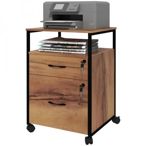 Cajonera de Oficina Cajonera para Escritorio con Ruedas Archivador para Tamaño Carta A4 44x40x66,5 cm Marrón Rústico [8]